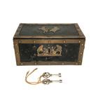 Antique Strong Box Iron Brass 5 7lbs  broken Lock 