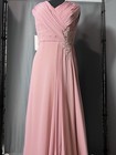 Dusty Pink Cold Shoulder Embellished Long Maxi Gown Prom Sz L 14 New Gala Formal