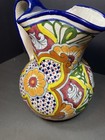 Talavera Mexican Pottery Water Pitcher Vase Artisan Hand Painted Lead Free