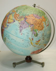 Vintage Replogle 12    Stereo Relief World Globe W metal   Wood Base Mid Century