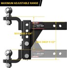 Adjustable Trailer Hitch Ball Mount  Fits 2  Receiver  2  Tow Ball  9-1 2  Drop 