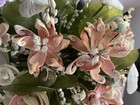 17  Vintage Floral Centerpiece Seashells Flower Bouquet Arrangement Capiz Coral
