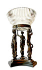 Vintage Neoclassical Bronze Three Graces Centerpiece With Fluted Crystal Bowl