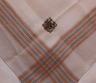 Vintage Mens Handkerchief Madeira Needle Lace Monogram M Gold Plaid