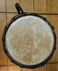Bongo Drum Vintage Wooden Butterfly W macrame Handle 20  Tall 10  Wide