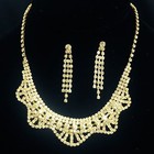 Stunning Bridal Wedding Silver gold Rhinestone Crystal Necklace Earrings Set-usa