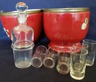  Antique Slovenia Glass European Cordial Egg Set C  1920 