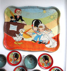Ohio Art   105 The Wedding   Vintage Childs Tin Litho Tea Set 30 Pieces