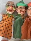 Vintage German Rubber Head Hand Puppets Lot Of 12 Cloth Body