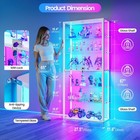 67  6-tier Rgb Glass Cabinet W  Lock  Removable Shelves For Collectibles Display