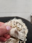 Vintage Ladies Rabbit Fur Collar With Faux Pearl Trim