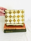 Vintage Florentine Jewelry Or Trinket Box     Gold   Cream Checkerboard With Flora