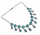 Antique Edwardian Deco Czech Festoon Drapes Faux Aquamarine Glass Necklace