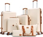 3 6 Piece Luggage Set Abs pc Hardshell Carry On Suitcase W  Spinner Wheels tsa 