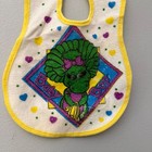 Vintage 90s Baby Bop Barney Terry Cloth Baby Bib Vinyl Backed
