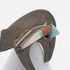 Vintage Allen Barney Navajo Sterling Inlay Bear Pin Turquoise Coral Mop Brooch