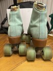 Moxi Keller Skates Blue Suede Leather Quad Roller Skates Size 10 Med Usa Made 