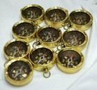 Vintage Lot Of 100 Golden Finish Collectible Compass Key Ring Brass Engraved New