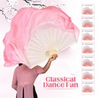 Women Half Circle Double Side Fan Folk Dance Long Flutter Fan Veils Bamboo