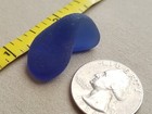 Genuine Beach Sea Glass Surf Tumbled Cobalt Blue Curve Shape Frosted Pendant V01