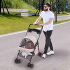 Dog Cat Stroller Pet Travel Carriage 4 Wheels Foldable Pets Carrier Cart Pink