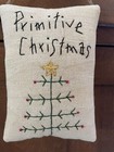 Primitive Handcrafted Usa 6  Hanging Stitched Feather Christmas Tree Pillow