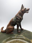 German Shepherd Dog Sculpture On Green Onyx Tray Base