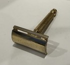 Vintage Gillette Gold Tone Tech Ball End Double Edge Safety Razor Usa