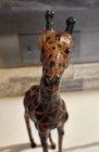 2 Tall Vintage Leather Giraffe Statue With Leather Ears Brown   Black 18   