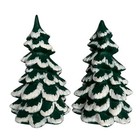 Vintage 70s Handmade Ceramic Mold Christmas Trees Hand Painted Green White