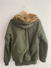Alpha Industries Polar Jacket Mens Size S Small Hooded Bomber Parka Olive Green