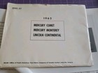 1962 Mercury Comet monterey Lincoln Continental News press Kit Canada Brochure