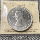 1964 Canada Silver Dollar Coin Iccs Cert  Xzj 035      pl 65  