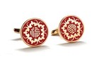 Mens Cufflinks Gold Good Fortune Longevity Double Happiness Meaning Cuff Links