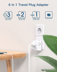 2 Pack European Travel Plug Adapter  International Power Plug Adapter With 3 Out