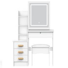Vanity Set Makeup Dressing Table Dresser Desk With Led Lighted Mirror   Stool