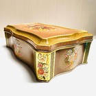 Vintage Metal Tin Box Floral Bouquet Embossed Hinged Memory Box Storage Holland