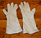 Vintage Formal Gloves Off White Embroidered Size 6 5 Cotton  Approx 10 5  Length