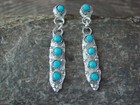Zuni Indian Sterling Silver Turquoise Dangle Earrings By Naktewa