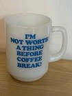 Vintage Peanuts Snoopy Milk Glass Fire King Coffee Cup Mug Anchor Hocking 1965