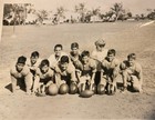 Vintage Photo Young Boys Football Team Scrimmage Helmets Palm Gridiron Florida 