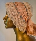 Most Fanciful Victorian 19th C Silk   Lace Bonnet W Chain Rosette Trims