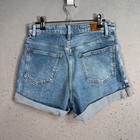 Bdg High-rise Stretch Roll Hem Denim Shorts Size 28 Blue