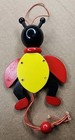 Vtg Wooden Ladybug Pull String Toy German Folk Wood Jumping Toy 4 5 