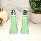 Green Jadeite Depression Style Glass Salt   Pepper Shakers  Vintage Kitchen