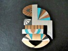 Vtg Tono Piedra Negra Turquoise Sterling Taxco Modernist  picasso  Pin Pendant
