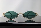 Gucci Gg1604s 001 Gold With Gray Lens Geometric Unisex Sunglasses 100  Uv