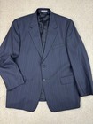 Suit Mens 44s 36x26 Blue Pinstripe Wool 2 Piece Jacket Pants Set Vintage Navy