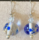 Earrings Art Glass Beaded Drop Earrings Silver Tone 1-inch