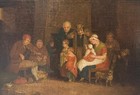 Antique Painting  19th Cen-ry     Interior Scene   Oil On Canvas   Framed